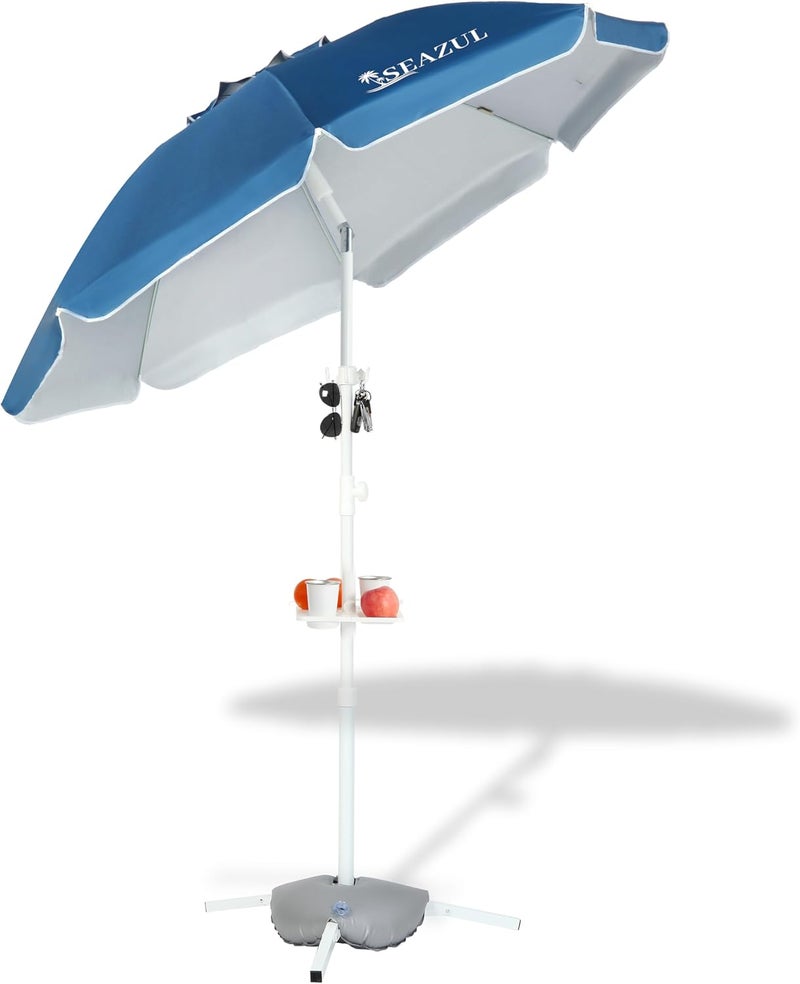 Seazul 6.5ft Sun Shade Umbrella, Portable Umbrella with Stand for Sports, Water Weight Bag, Adjustable and Lightweight, Sun Protection, Blue - Image 1